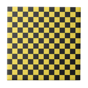 Azulejo De Cerâmica Padrão de xadrez amarelo e preto