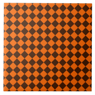 Azulejo De Cerâmica Padrão de Xadrez de Diamante Laranja Marrom