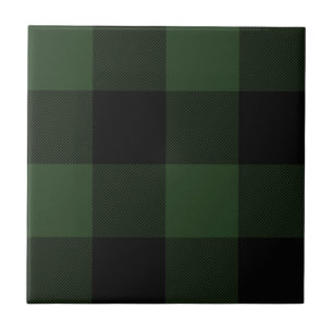 Azulejo De Cerâmica Padrão de Xadrez de Tartan Verde da Xadrez de Buf