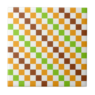 Azulejo De Cerâmica Padrão de xadrez diagonal de colheita