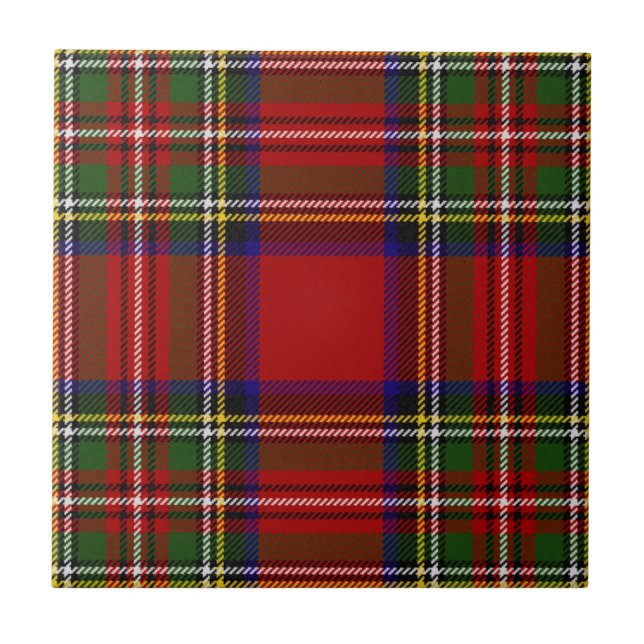 Azulejo De Cerâmica Padrão de Xadrez do Royal Stewart Clan Tartan (Frente)
