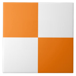 Azulejo De Cerâmica Padrão de Xadrez Laranja Branco