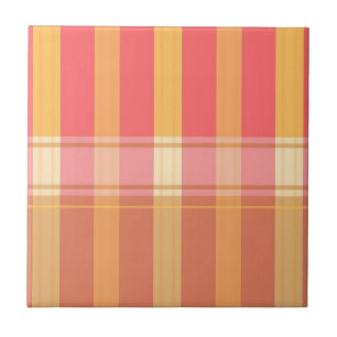 Azulejo De Cerâmica Padrão de Xadrez Listrado Rosa Marrom Quente