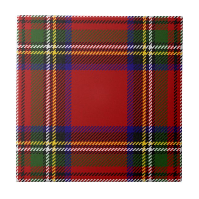 Azulejo De Cerâmica Padrão de Xadrez Real Stewart Tartan (Frente)
