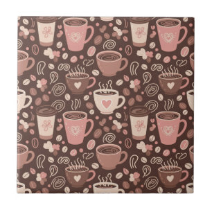 Azulejo De Cerâmica Padrão de Xícara de Café Aconchegante (2)