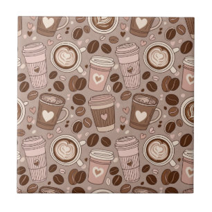 Azulejo De Cerâmica Padrão de Xícara de Café Aconchegante (6)