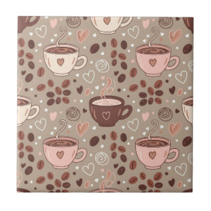 Azulejo De Cerâmica Padrão de Xícara de Café Aconchegante (8)