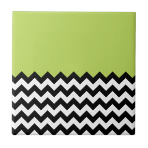 Azulejo De Cerâmica Padrão de ziguezague preto e branco, Chevron, verd