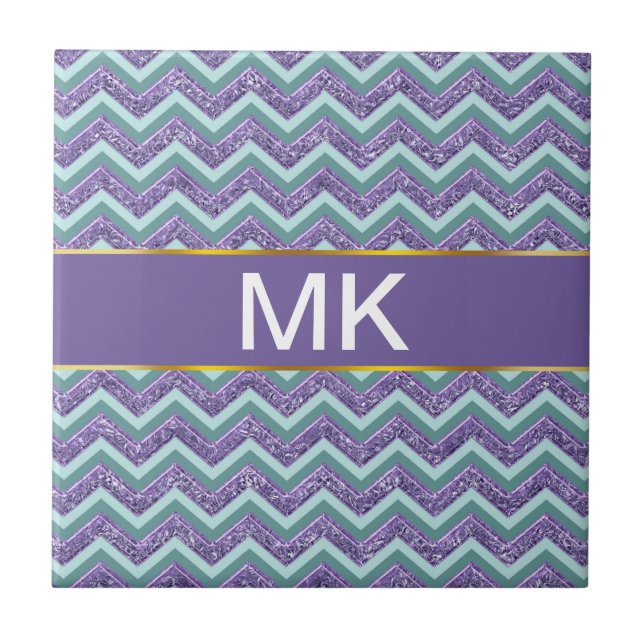 Azulejo De Cerâmica Padrão de Zigzag do Ametist Glass (Frente)