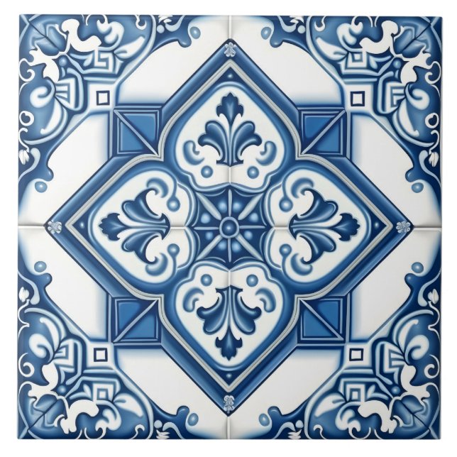 Azulejo De Cerâmica Padrão Decorativo Mediterrânico (Frente)