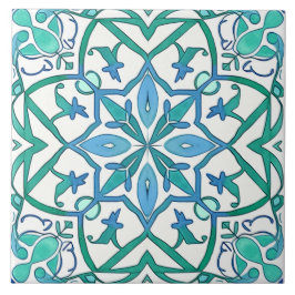 Azulejo De Cerâmica Padrão Decorativo Ornado Azul Verde Mediterrâneo