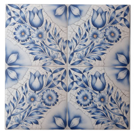 Azulejo De Cerâmica Padrão Delft Holandês Azul