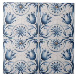 Azulejo De Cerâmica Padrão Delft Holandês Azul
