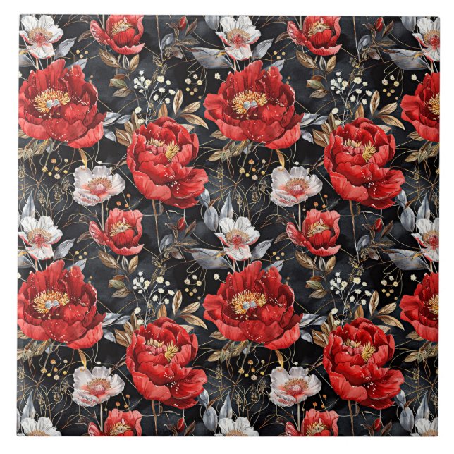 Azulejo De Cerâmica Padrão detalhado de aquarela esboçado delicioso (Frente)