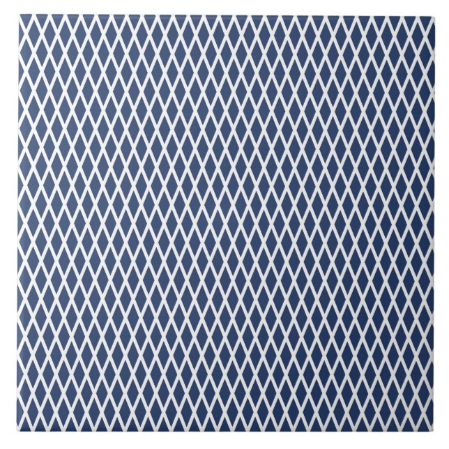 Azulejo De Cerâmica Padrão diamante, moderno, simples, azul marinho, b (Frente)