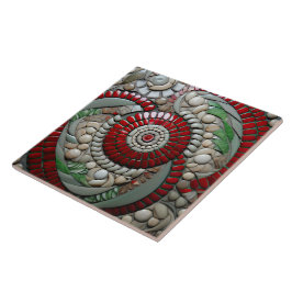 Azulejo De Cerâmica Padrão do Círculo Vermelho Natal