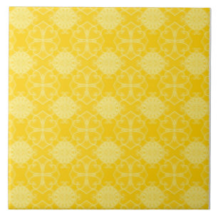 Azulejo De Cerâmica Padrão do estilo mediterrânico: Amarelo e Branco