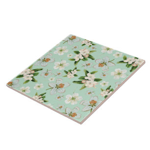 Azulejo De Cerâmica Padrão do Flor de Primavera de Vintage