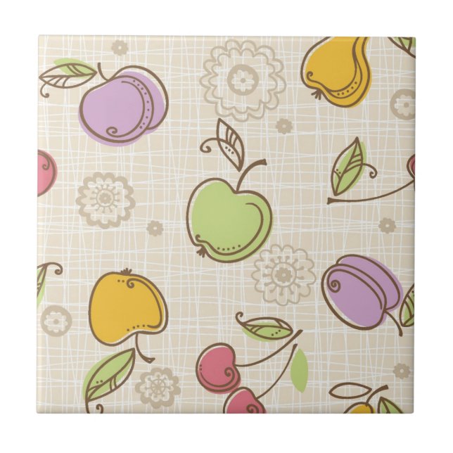 Azulejo De Cerâmica Padrão do Fruta (Frente)