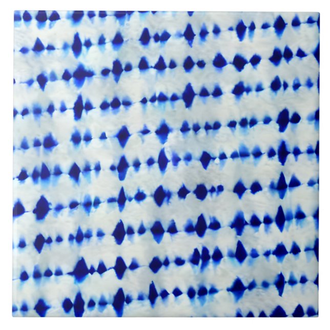 Azulejo De Cerâmica Padrão do Indigo Blue Shibori (Frente)