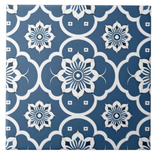 Azulejo De Cerâmica Padrão do mosaico floral azul e branco