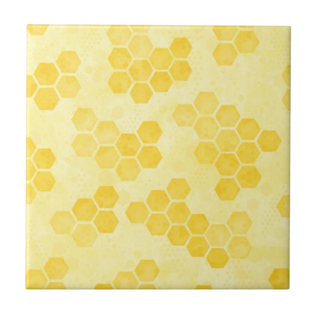 Azulejo De Cerâmica Padrão do Pastel Yellow Honeycomb (Frente)