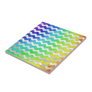 Azulejo De Cerâmica Padrão do Rainbow Icy Chevron