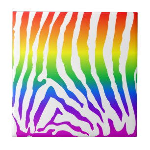 Azulejo De Cerâmica Padrão do Rainbow Zebra
