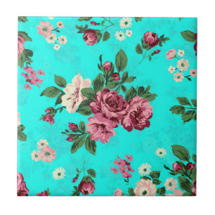 Azulejo De Cerâmica Padrão do Rosa vermelha & White Daisies