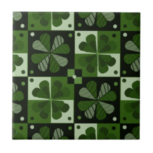 Azulejo De Cerâmica Padrão do Shamrock Checkerboard 