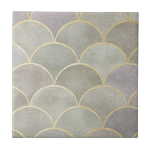 Azulejo De Cerâmica Padrão do ventilador do deco de arte brilhante me
