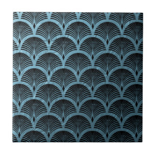 Azulejo De Cerâmica padrão do ventilador do teal art deco,teal,art de