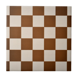 Azulejo De Cerâmica Padrão do Verificador Geométrico Moderno Brown &