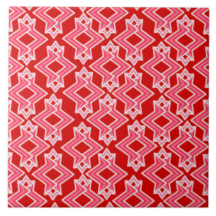 Azulejo De Cerâmica Padrão do Wallpaper Art Deco, Vermelho Escuro e Ro