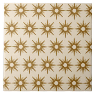 Azulejo De Cerâmica Padrão Dourado de Starburst do século médio Grande