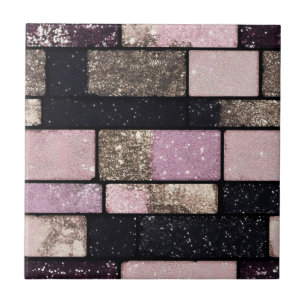 Azulejo De Cerâmica Padrão Dourado de tijolo de Sparkle rosa