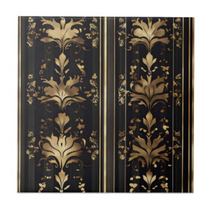 Azulejo De Cerâmica Padrão Dourado Escuro Elegante