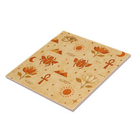 Azulejo De Cerâmica Padrão Egípcio Boho Terroso-Minimalista Faraônico