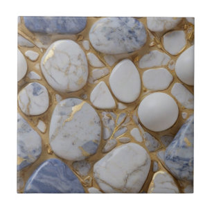 Azulejo De Cerâmica Padrão elegante de pedra de ouro branco-azul