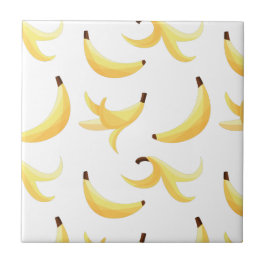 Azulejo De Cerâmica Padrão Engraçado de Banana Amarela Retro para Fest