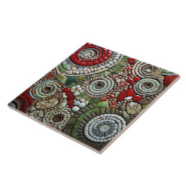 Azulejo De Cerâmica Padrão espiral de Natal branco, vermelho e verde