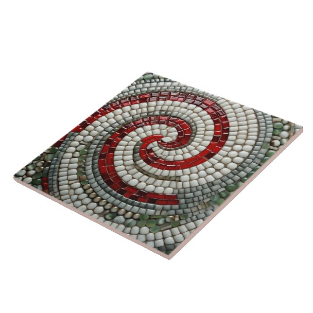 Azulejo De Cerâmica Padrão espiral de Natal vermelho branco e verde (Lateral)