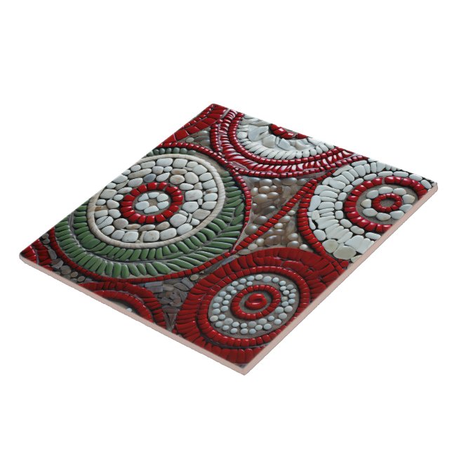 Azulejo De Cerâmica Padrão Espiral do Natal Vermelho (Lateral)