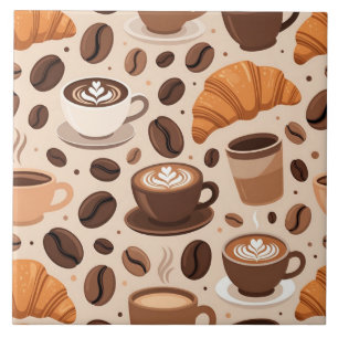 Azulejo De Cerâmica Padrão Estético de Café Moderno