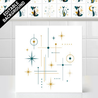 Azulejo De Cerâmica Padrão Estrela Retro Atômico Moderno de Meados do