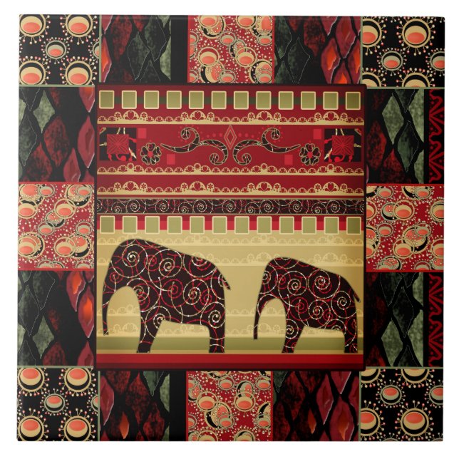 Azulejo De Cerâmica Padrão étnico oriental nacional. Patchwork. (Frente)