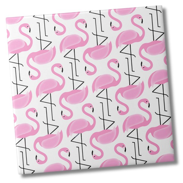 Azulejo De Cerâmica Padrão Flamingo Moderno Rosa Simples (Cute Simple Modern Tropical Pattern Pink Flamingo Ceramic Tile)