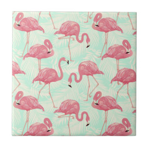 Azulejo De Cerâmica Padrão Flamingo Pink Elegante de Chic