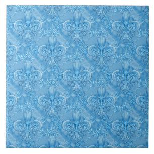 Azulejo De Cerâmica Padrão Fleur-de-lis - azul-céu suave