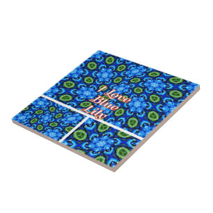 Azulejo De Cerâmica Padrão Floral abstrato Azul